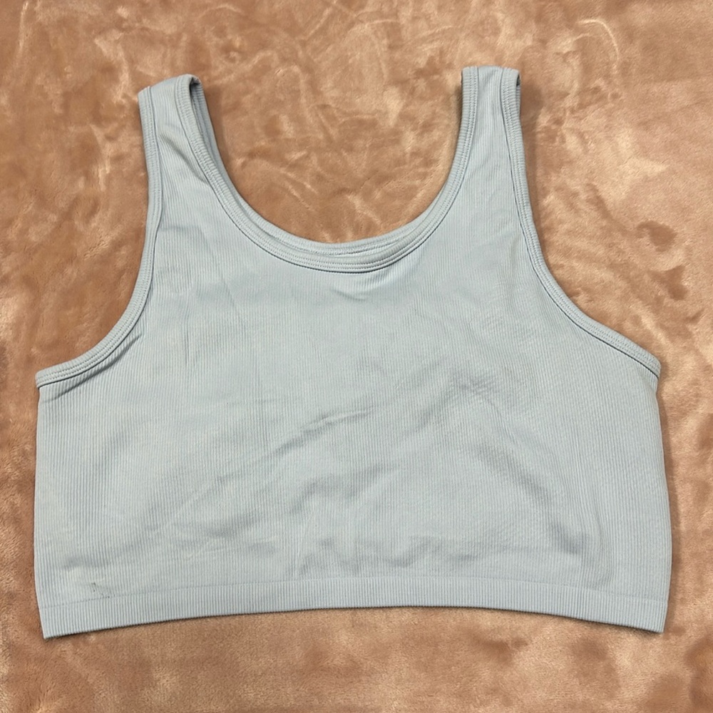 Aerie baby blue ribbed sports bra